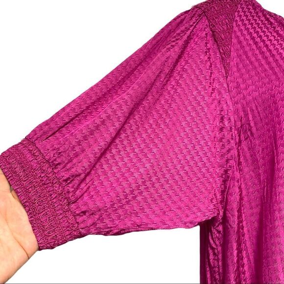 Bishop + YOUNG ANTHROPOLOGIE Orchid Houndstooth Balloon Short Sleeve Tunic Small - Picture 7 of 14
